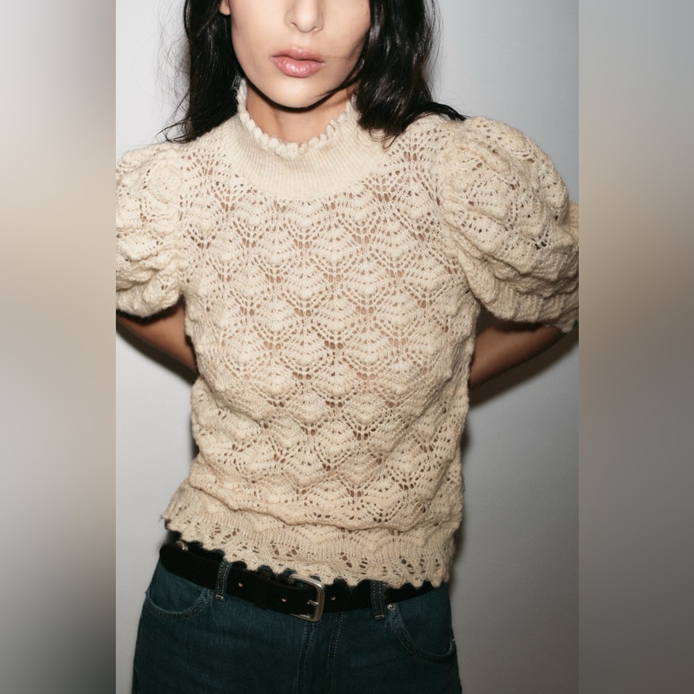 ZARA Romantic Open Knit Sweater. L NWT